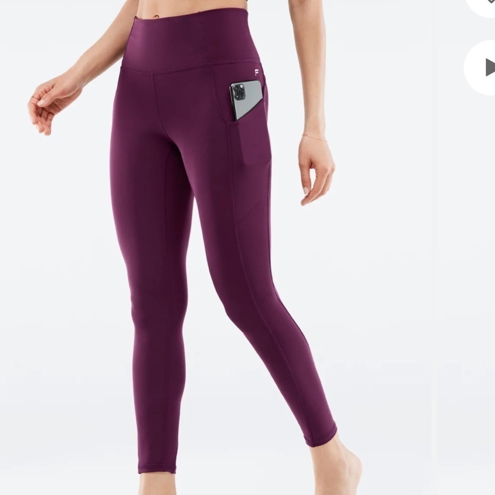 Fabletics oasis 7/8 burgundy leggings, pure luxe fabric, small